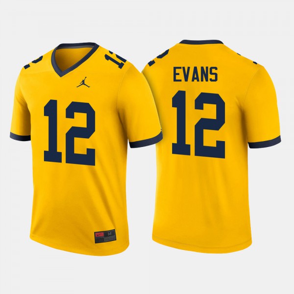 University of Michigan #12 Men Chris Evans Jersey Maize College Football Stitched